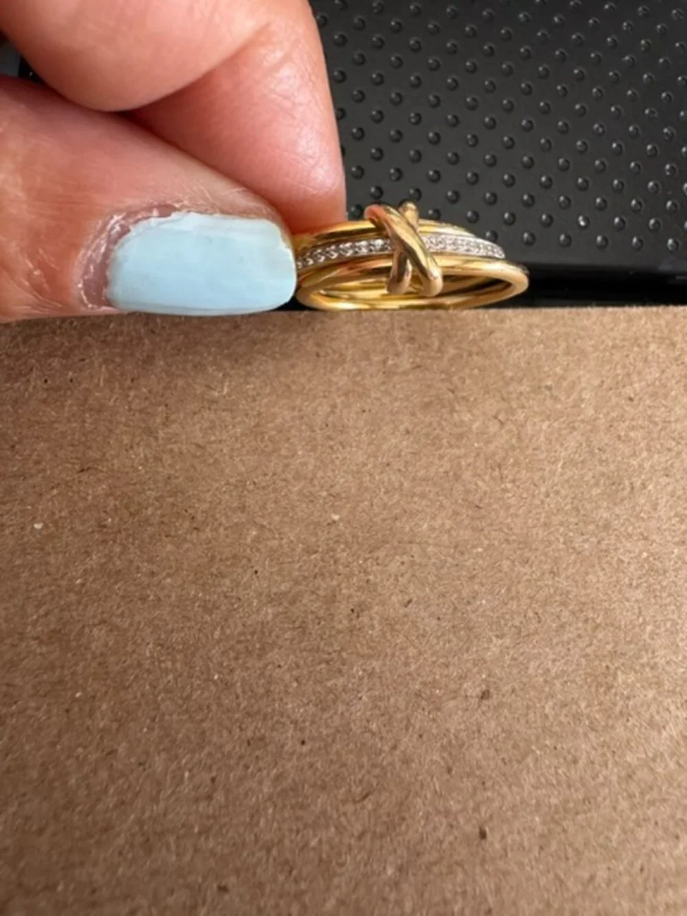 Tia 18k Gold Vermeil Band Ring in White Sapphire